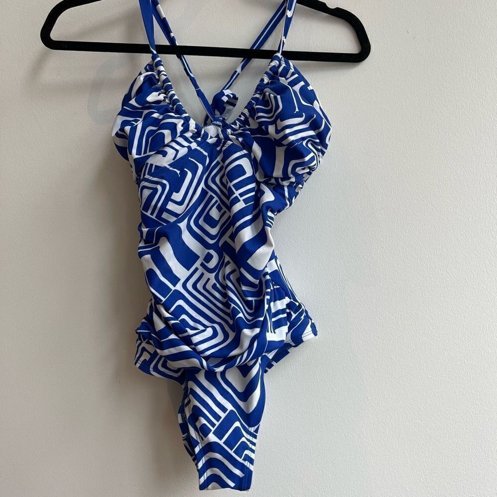 Kenneth Cole Reaction Womens Swimsuit One Piece Strappy Blue Size Medium